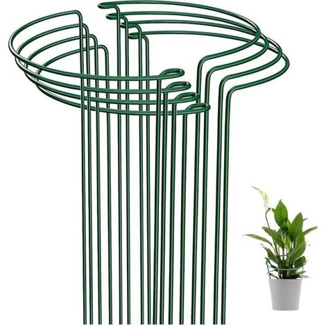 Lot de 8 Tuteur pour Plante 25cm x 40cm, Supports de Jardin en Métal, Anneau de Support de Plantes de Jardin Vert (1/3)