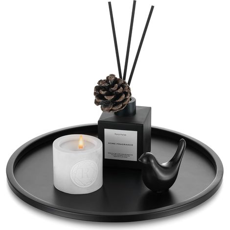 Plateau décoratif Rond en métal Noir, 30 cm (1/5)