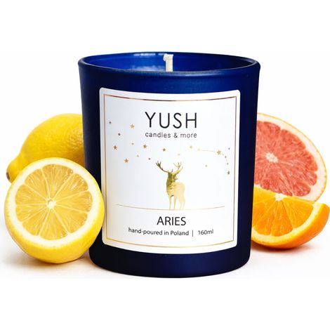 Ariete - candela profumata alla soia segno zodiacale ariete yush lemon (1/5)
