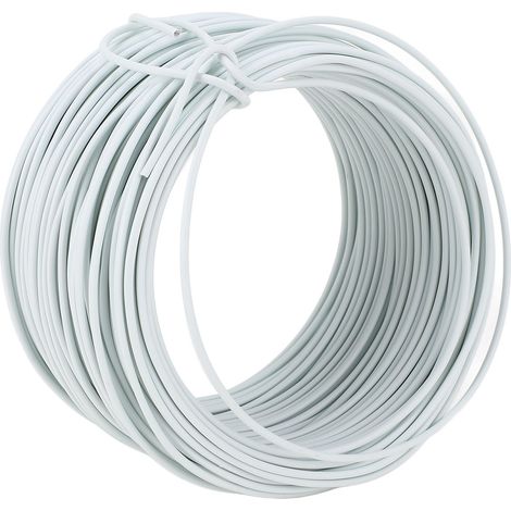 Fil de ligature en fer galvanisé de 1,2 mm de diamètre et de 28 m de longueur, coupe rond, flexible et sécable, pour l'industrie des télécommunications, blanc. (1/5)