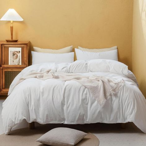 Housse de Couette imperméable Doux et Confortable Protège Couette imperméable hypoallergénique étanche Waterproof Duvet Protector (Blanc, 240 x 220 cm) (1/5)