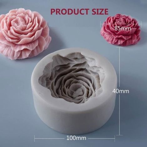 Moule Bougie - Silicone Pivoine - 8 x 8 x 3,5 cm - Pour Cire Bougies Parfumées Chocolat Savons Résine - 1 Pièce (1/4)