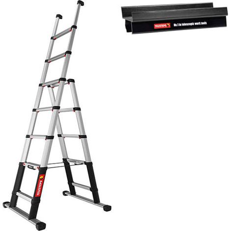 Escabeau télescopique - Hauteur max. de travail 3.10m - Porte-outils - TEL-72423/9202-101