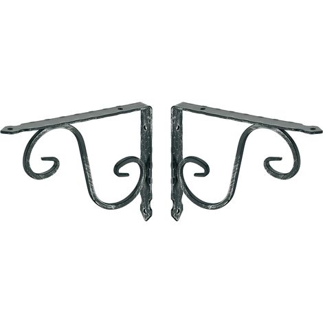 2x Equerre console rigide acier forgé noir antique 150 x 115mm vintage capacité de charge 15kg par pièce rustique Meuble Etagère Armoire Support Renfort Décoration ancien Tablette Fixation (1/2)