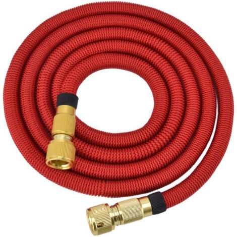 Expandable brass garden hose with quick coupling, 7.5 m long, ideal for watering the garden and washing the car
