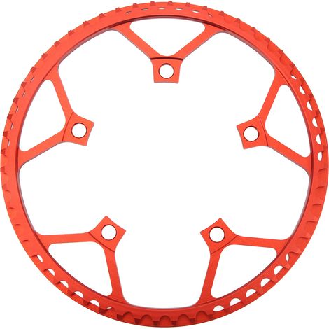 Plateau vélo pliant 56 dents 130 BCD en aluminium rouge léger avec plaque de protection renforcée (1/5)