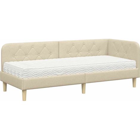 Maison Exclusive - Cornice del letto ad angolo Crema 80 x 200 cm Tessuto