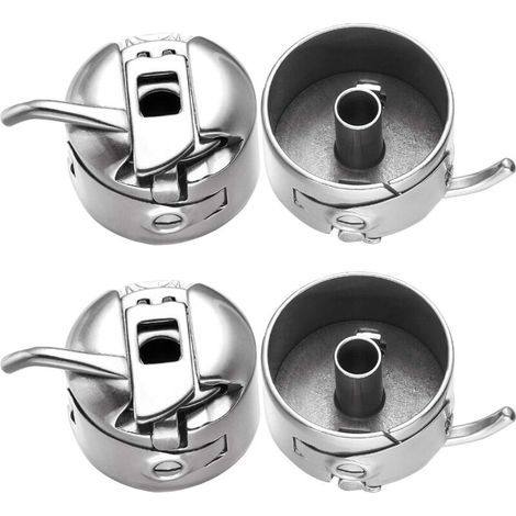 Ensemble de 4 boîtiers de canette pour machine à coudre, en acier inoxydable, adaptés aux machines à coudre à chargement frontal de type 15. (1/4)