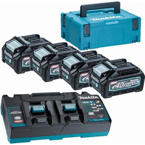 Makita 40V Li-ion MAX Juego de 4 baterías 4.0Ah - Cargador - Mbox - 191U28-6