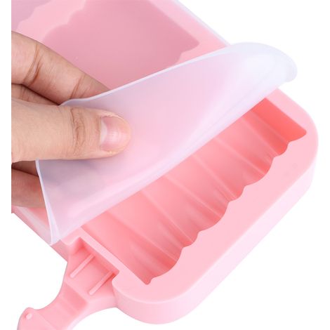 Moule à glace maison à motifs mignons, moule en silicone DIY pour machine à glaçons avec couvercle et bâtonnets (3 moules ondulés, 50 bâtonnets) (1/5)