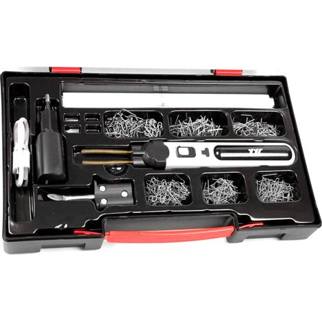 Saldatrice portatile per plastica, kit di riparazione crepe per pannelli, pinzatrice a caldo, taglierina termica, set di strumenti per la riparazione di fori in plastica con luce (1/5)