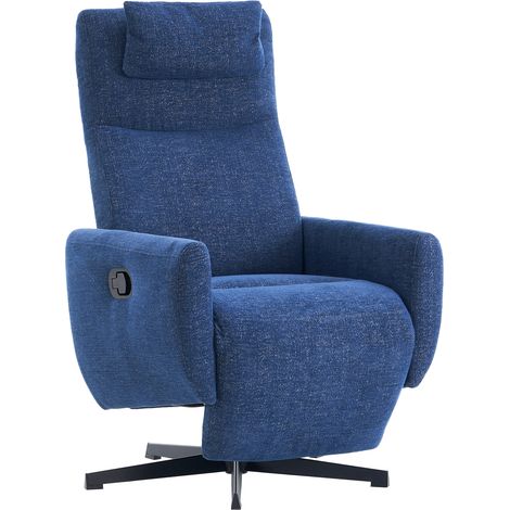 Fauteuil inclinable TV bleu chenille, repose-pieds intégré, pivotant fonction relax, parfait salon et allaitement