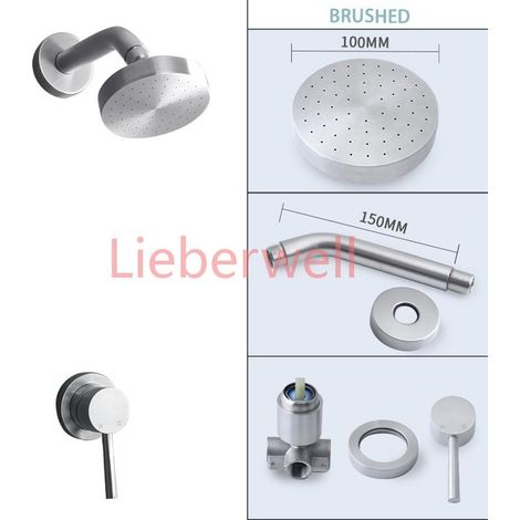 Kit de mitigeur de robinet de douche caché en or Rose brossé, douche de pluie murale, salle de bains, Kit de robinet de douche à poignée unique chaude et froide (1/4)
