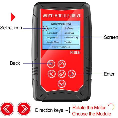 WOYO PL006 Modulo di controllo automobilistico 12V, simulatore di rilevamento guasti per iniettori, elettrovalvole, motori passo-passo, tester automatico per bobine di accensione con schermo LCD da 4, (1/5)