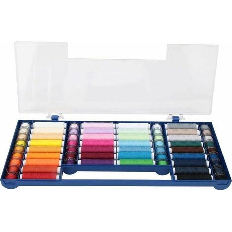 Kit de Fil à Coudre 32 Couleurs 64 Kit de Bobine de canette avec boîte de Rangement Accessoires de Fil pour Machine à Coudre Kit d'outils de Couture (1/5)