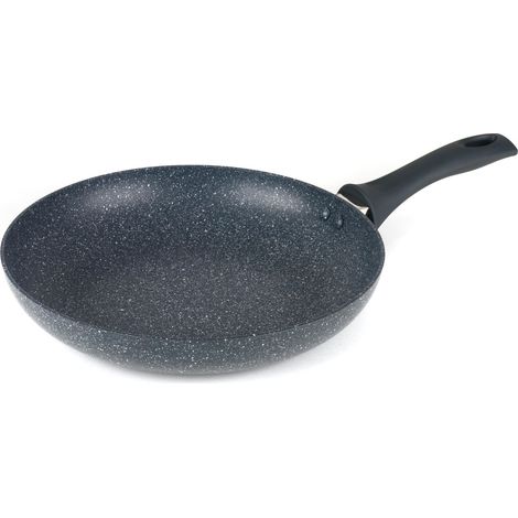 Poêle à Frire 28 cm – Revêtement Antiadhésif, Aluminium Résistant, Compatible Toutes Plaques Induction, Sans PFOA, Poignée Soft Grip, Effet Granit Bleu, Lave-Vaisselle (1/5)