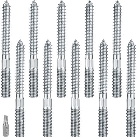 10 Pièces Boulons de Suspension Torx M10x100mm, Vis Double Filetage Bois (1/5)