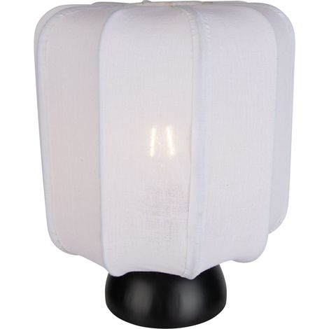QAZQA Lampada da tavolo con paralume nori - Japandi - Tessuto,Metallo - Bianco/Nero - Tondo Max. 1 x Watt