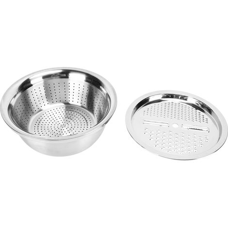 3-in-1-Set Abtropfbecken aus Edelstahl 304: Gemüse- und Obstschneidebecken, Knetbecken, Schneideplatte, Reissieb (1/5)