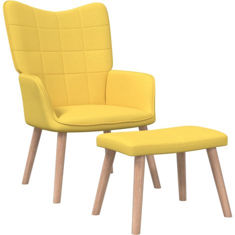 Chaise de relaxation avec tabouret Fauteuil de relaxation Chaise de Salon Relax Intérieur Jaune moutarde Tissu BSRHS346149 (1/5)
