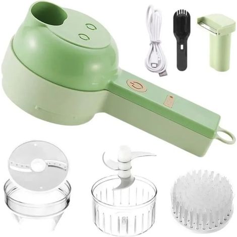Électrique Sans Fil Mini Hachoir Électrique 4 en 1 Ensemble de Coupe-Légumes Électrique Portatif USB pour Gingembre Poivr MANDOLINE (1/4)