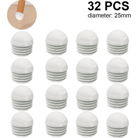 Runde Rohrendkappen – 19 mm und 25 mm – Polyethylen – Für Stuhlbeine aus Stahlrohr – 32 Stück (1/5)