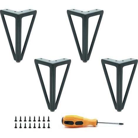 Set di 4 gambe per tavolo in metallo nero - Gambe per mobili intercambiabili - Per tavolini da caffè/TV/divano/letto e altre gambe per mobili - Con viti. (15 cm) (1/5)