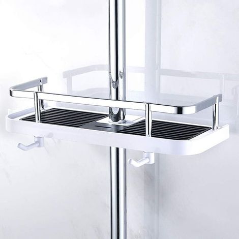 Étagère de douche murale réglable, panier de rangement monté sur tuyau pour salle de bain, cuisine, receveur de douche en métal antirouille, support mural pratique 270 mm x 116 mm x 50 (1/5)