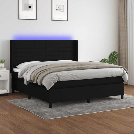 vidaXL Lit à ressort LED avec tête de lit 160 x 200 cm tissu (1/5)