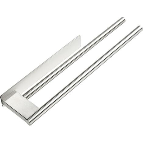 Porte-serviettes double en acier inoxydable, porte-papier toilette, étagère de rangement/porte-serviettes pour salle de bain (1/4)
