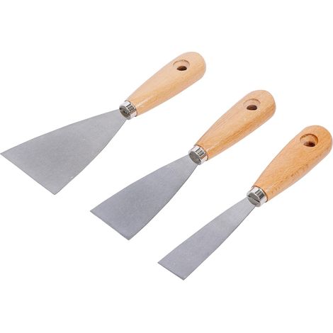 Lot 3 Spatules Diy, Bois, 30 50 80 mm, Rénovation, Peinture, Plâtre, Mastic, Construction, Outil, Plâtre (1/4)