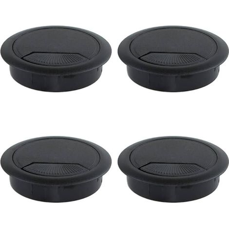 Pack Desk Grommets - Easily Organize and Manage Cables - 60mm Diameter - Round Cable End Caps for Office and Home - Black (1/4)