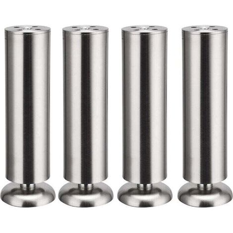 4 x 300mm Stainless Steel Furniture Legs for Kitchen Cabinets, Round Legs, Rubber Pads, Safe and Silent (1/4)