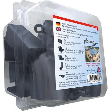 Ablaufset piccolo f.Kastenr. Alu-anth. mit Rinneneinhang