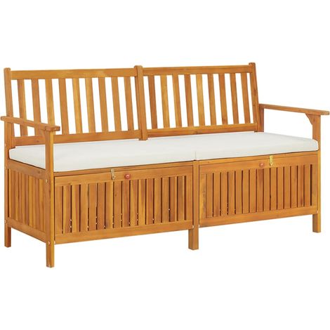Truhenbank mit Kissen 148 cm Massivholz Akazie