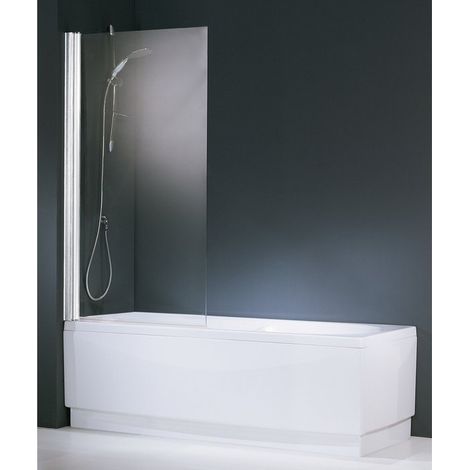 Novellini – Pare-baignoire en verre transparent 150 x 70 cm – 1 ventail – Hauteur 150 cm – Profils laqués blancs – Pour baignoire (1/8)