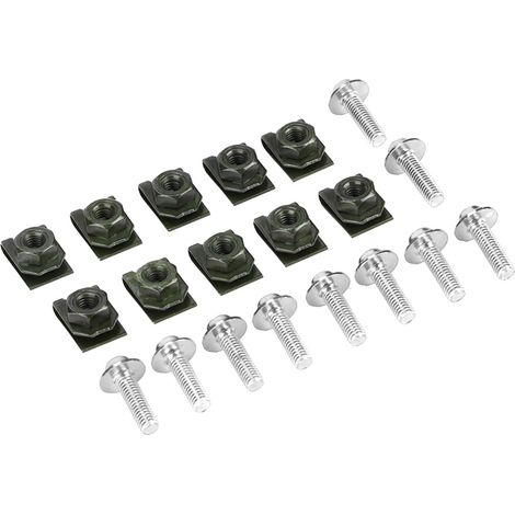 Lot de 10 clips écrous rapides 5x16mm pour fixations carénage moto, vis à spire et boulon de carrosserie. (1/5)