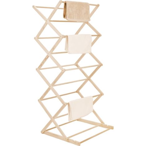 Youyijia Wooden Clothes Airer Collapsible Folding Clothes Horse Adjustable Laundry Drying Rack Portable Wooden Airer for Indoor and Outdoor Use Space-Saving Design