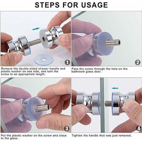 Bouton de Porte de Douche Poignée de Porte Rondes en Alliage D'aluminium pour Salle de Bain Porte en Verre Porte Coulissante (1/3)