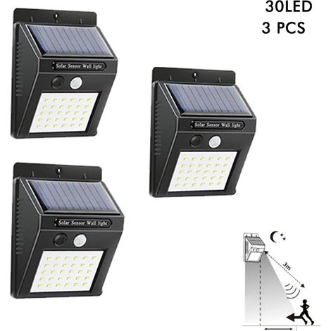 (30 LED, 3 pièces) NOUVELLE lampe solaire multifonctionnelle pour décoration extérieure, étanche IP65, projecteur à énergie solaire avec détecteur de mouvement (1/5)