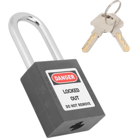 Cadenas de sécurité industriel 1,5 pouces avec poutre en acier isolé et 2 clés pour machines - Noir (1/5)
