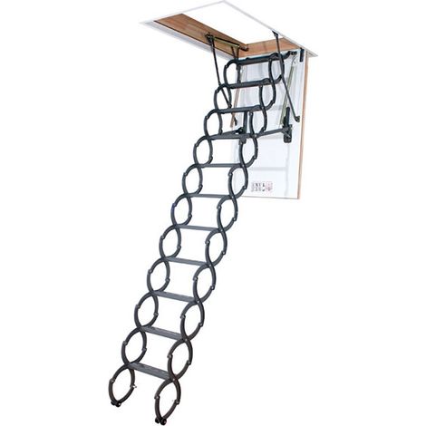 Scherentreppe - lichte Raumhöhe von 2.90m bis 3.00m, Deckenöffnung 70 x 80cm, Holzkasten mit Metall-Blendleisten und Montagewinkeln - LST7080-300