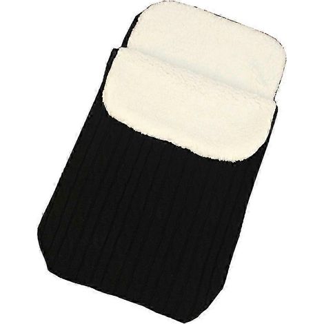 Couverture d'emmaillotage chaude à capuche en maille, pour poussette, landau ou landau, noire (1/2)