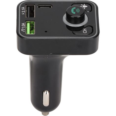 Chargeur Voiture Mini Bluetooth avec Écran LED, Port USB et Lecteur de Carte Mémoire, 12V