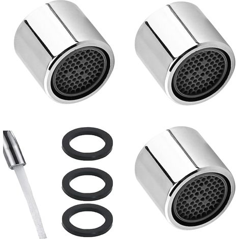 Faucet Aerator Set of 3, Metal Tap Fixture with Chrome Brass Housing for Kitchen and Bathroom Sink (18mm) (1/5)