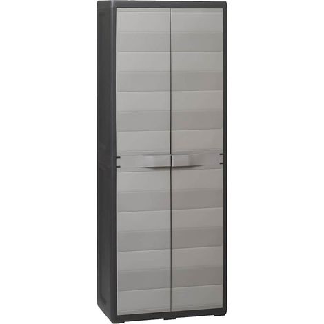 Gartenschrank mit 3 Böden Schwarz und Grau