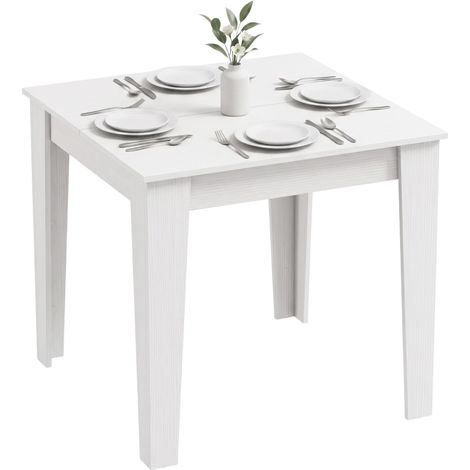 HOMCOM Dining Table for 4, 80L x 80W x 75Hcm, White (1/5)