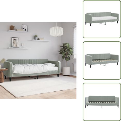 The Living Store Lit de jour avec matelas gris clair 80x200 cm velours - Canapé Lit - Lit Deux Places - Lit Invité - Meuble Multifonction - Literie