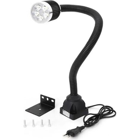 Lampada da lavoro a LED da 5W con braccio flessibile e base fissa – Lampada da lavoro nera