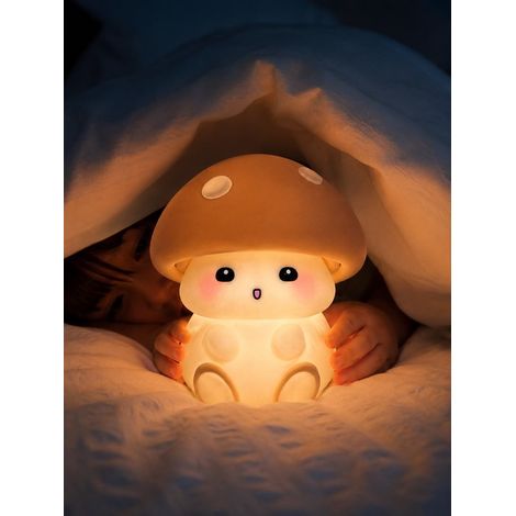 Veilleuse champignon – Lampe bébé en silicone pour chambre d'enfant – Couleurs RVB – Rechargeable – 3 modes d'éclairage – Fonction minuterie (1/4)